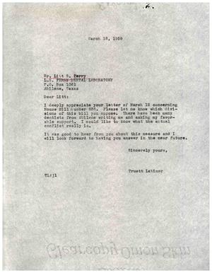 [Letter from Truett Latimer to Litt S. Perry, March 16, 1959]