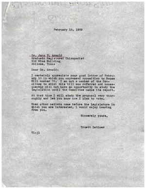 [Letter from Truett Latimer to John T. Arnold, February 12, 1959]