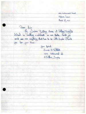 [Letter from James A. Hatchett to Truett Latimer, March 29, 1961]