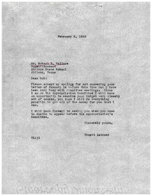 [Letter from Truett Latimer to Robert E. Wallace, February 5, 1959]