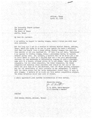 [Letter from J. R. Hitt to Truett Latimer, April 11, 1959]