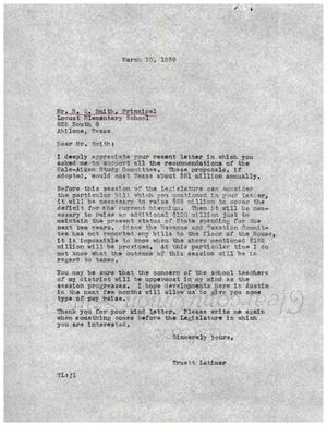 [Letter from Truett Latimer to B. Q. Smith, March 10, 1959]