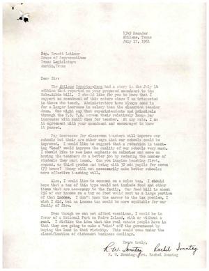 [Letter from R. W. and Rachel Sonntag to Truett Latimer, July 17, 1961]
