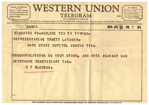 [Telegram from C. F. Clemens, July 24, 1959]