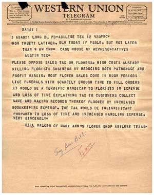 [Telegram from Bill Walker, April 12, 1959]