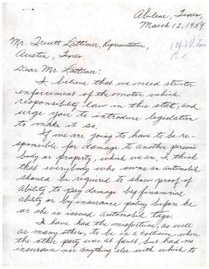 [Letter from Leo A. Davis to Truett Latimer, March 12, 1959]