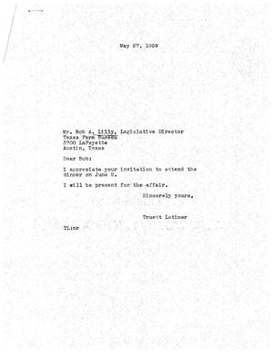 [Letter from Truett Latimer to Bob A. Lilly, May 27, 1959]