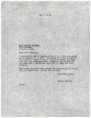 [Letter from Truett Latimer to Martin Kennedy, May 7, 1959]
