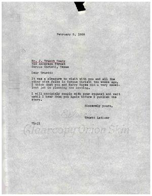 [Letter from Truett Latimer to J. Truett Beaty, February 5, 1959]