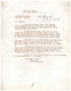 [Letter from Omar Burkett to Truett Latimer, April 13, 1960]