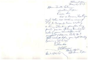 [Letter from V. B. Reeves to Truett Latimer, March 12, 1959]