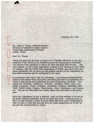[Letter from Foy Valentine to Allen R. Doane, February 25, 1959]