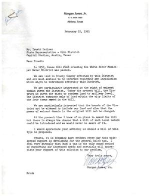 [Letter from Morgan Jones, Jr., to Truett Latimer, 1961-02-22]