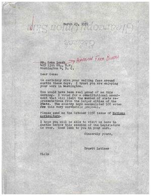 [Letter from Truett Latimer to Mr. Gene Leach, March 23, 1959]