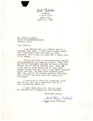 [Letter from Jack Henry Fulwiler to Truett Latimer, April 15, 1959]