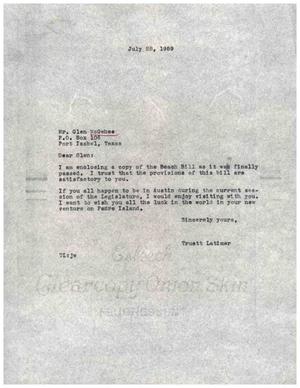 [Letter from Truett Latimer to Glen McGehee, July 28, 1959]