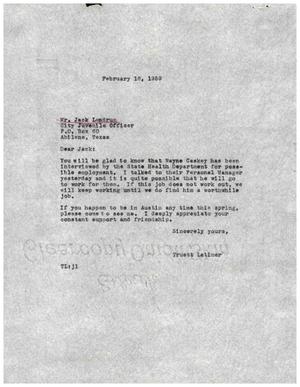 [Letter from Truett Latimer to Jack Landrum, February 18, 1959]