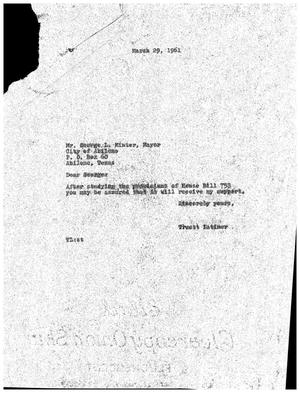 [Letter from Truett Latimer to George L. Minter, March 29, 1961]