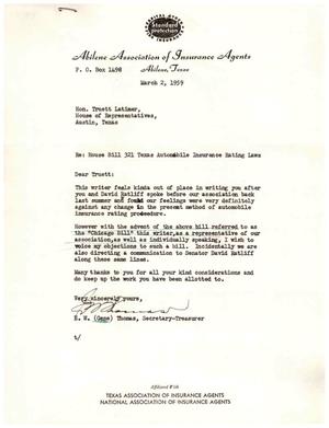 [Letter from E. W. Thomas to Truett Latimer, March 2, 1959]