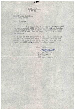 [Letter from C. A. Galbraith to Truett Latimer, March 11, 1959]