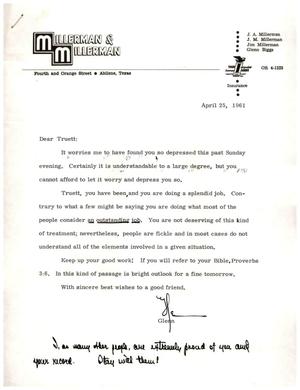 [Letter from Glenn Biggs to Truett Latimer, April 25, 1961]