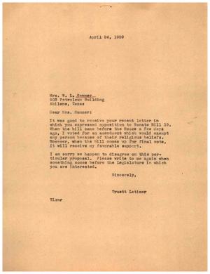 [Letter from Truett Latimer to Mrs. W. L. Hammer, April 24, 1959]