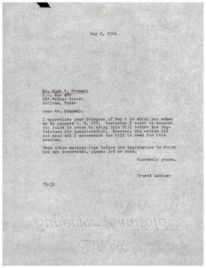 [Letter from Truett Latimer to Hugh W. Kennedy, May 8, 1959]
