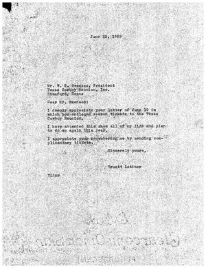 [Letter from Truett Latimer to W. G. Swenson, June 25, 1959]