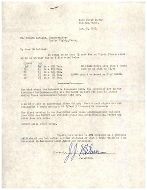 [Letter from J. J. Milam to Truett Latimer, January 2, 1960]