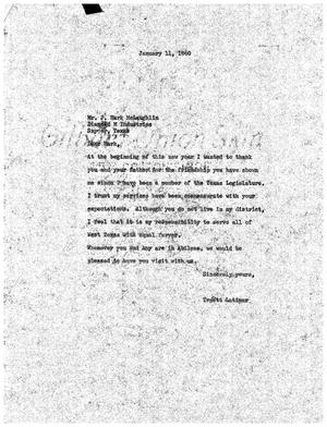 [Letter from Truett Latimer to J. Mark McLaughlin, January 11, 1960]