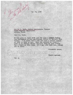 [Letter from Truett Latimer to A. J. Ball, May 26, 1959]