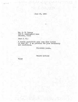 [Letter from Truett Latimer to J. W. Vernon, June 25, 1959]