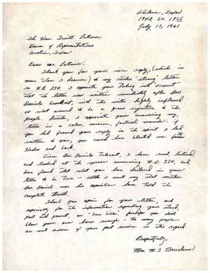 [Letter from M. T. Harrelson to Truett Latimer, July 17, 1961]
