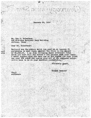 [Letter from Truett Latimer to Sam L. Robertson, January 29, 1959]