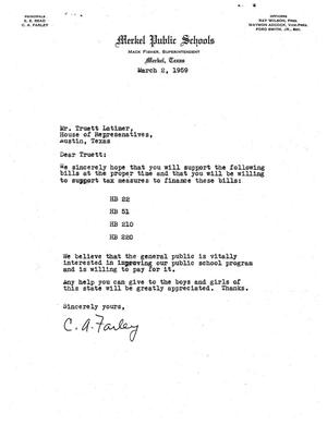 [Letter from C. A. Farley to Truett Latimer, March 2, 1959]