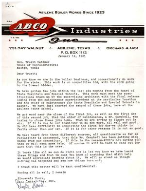 [Letter from Doyle Nash to Truett Latimer, January 14, 1961]