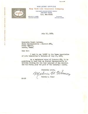 [Letter from Melvin U. Ulmer to Truett Latimer, July 17, 1959]