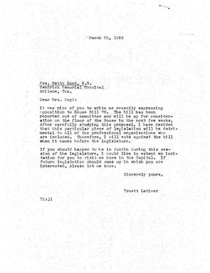 [Letter from Truett Latimer to Mrs. Betty Boyd, March 25, 1959]