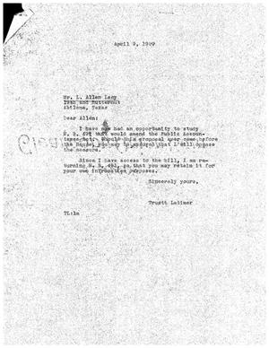 [Letter from Truett Latimer to L. Allen Lacy, April 9, 1959]