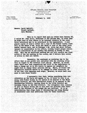 [Letter from Tom K. Eplen to D. Ratliff, T. Latimer, and L. Thurman, February 5, 1959]