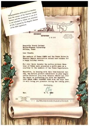 [Letter from W. O. Reed to Truett Latimer, December 17, 1958]