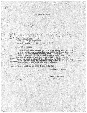 [Letter from Truett Latimer to R. M. Dixon, July 8, 1959]