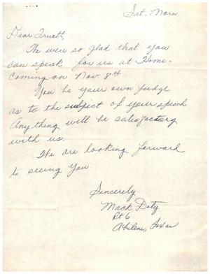[Letter from Mack Doty to Truett Latimer, 1958]