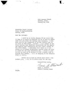 [Letter from Pearl B. Stewart to Truett Latimer, January 22, 1959]