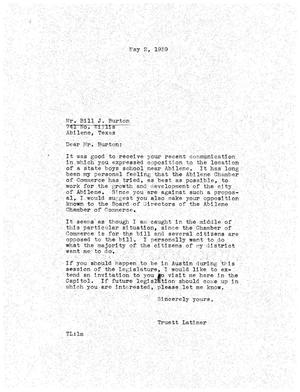 [Letter from Truett Latimer to Bill J. Burton, May 2, 1959]