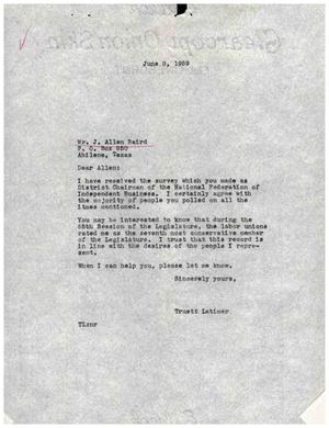 [Letter from Truett Latimer to J. Allen Baird, June 8, 1959]