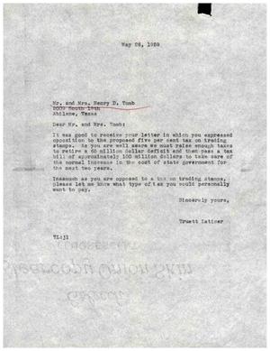[Letter from Truett Latimer to Mr. and Mrs. Henry D. Tomb, May 26, 1959]