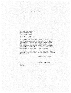[Letter from Truett Latimer to R. Van Bailey, May 2, 1959]