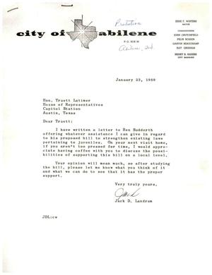 [Letter from Jack D. Landrum to Truett Latimer, January 23, 1959]