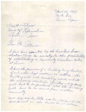 [Letter from Mrs. B. D. Knight to Truett Latimer, April 22, 1959]